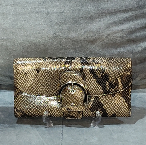 EUC COACH SOHO LYNN EXOTIC SNAKESKIN EMBOSSED LEATHER TRI-FOLD SNAP LONG WALLET - Picture 10 of 13